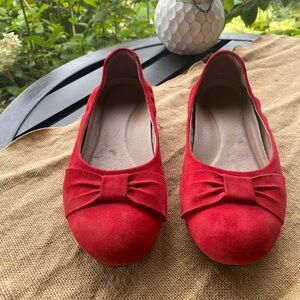 Red suede Dansko flats. Size 9 (40).